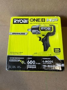lot 9 image: RYOBI ONE HP 18V Brushless Cordless 4-Mode 12 in. Impact Wrench (Tool Only)