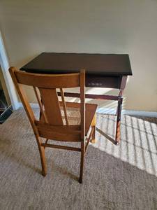 Wood Two Drawer Desk With Chair