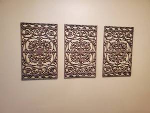 Three Metal Wall Hanging Wall Dcor Pieces
