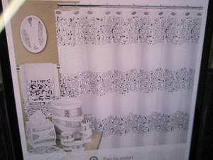 lot 176 image: Sinatra Shower Curtain & Hooks open...