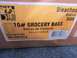lot 239 image: 500 ct pk White 10 lb Grocery Bags ...