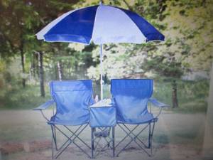 lot 307 image: Folding Chair Set with Table and Um...