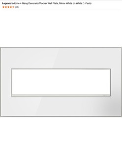 lot 19 image: (3) Legrand adorne 4 Gang DecoratorRocker Wall Plate, Mirror White on White (1-Pack). See Pictures