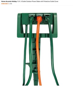 lot 29 image: (7) Home Accents Holiday 15 ft. 3-Outlet Outdoor Power Stake with Protective Outlet Cover. See Pictures