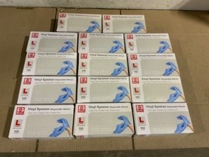 lot 31 image: (14) Boxes of 100-Count L Powder Free Vinyl Disposable Gloves. See Pictures