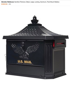 lot 33 image: (2) Gibraltar Mailboxes Hamilton Premium, Black, Large, Locking, Aluminum, Post Mount Mailbox. See Pictures