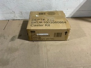lot 67 image: Husky 4 in. Caster Kit for Heavy Duty Welded Steel Garage Base Cabinets. See Pictures