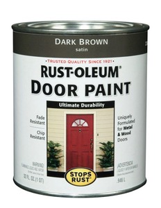 lot 58 image: (2) Rust-Oleum Door Paint Stops Rust Satin Dark Brown Oil Base Exterior & Interior 1 qt. See Pictures