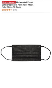 lot 60 image: Unbranded Planet Earth Disposable Adult Face Masks, Black & Navy Blue. See Pictures