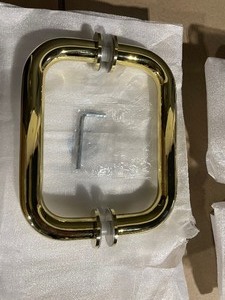 lot 49 image: Glass Warehouse 78 in. Door Only Hardware Pack in Polished Brass Bronze with Handle See pictures