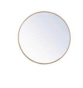 lot 50 image: Medium Round Brass Modern Mirror (24 in. H x 24 in. W) See pictures