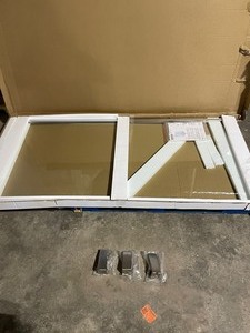 lot 79 image: Delta Classic 36 in. W Frameless 1-Piece Direct-to-Stud Corner Shower Glass Panel in Stainless See Pictures