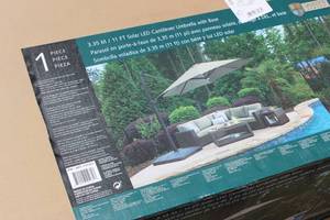 11 Ft Solar LED Cantilever Umbrella With base
