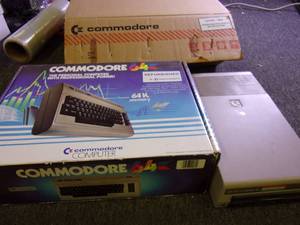 lot 195 image: commodore 64 with single drive flop...