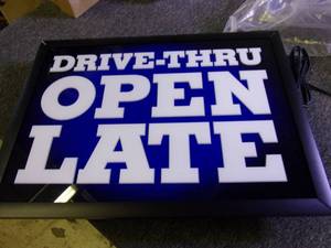 lot 213 image: lbdrive thru open late sign teste...