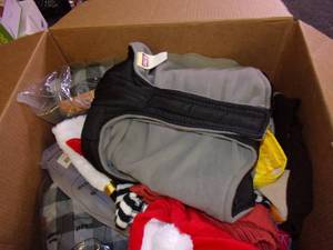 lot 292 image: box of dog clothes and more ...