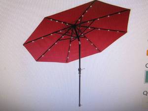 lot 50 image: Sun-Ray 9 Round Solar Lighted Umbr...