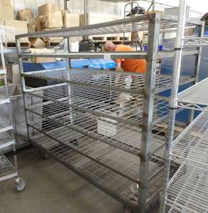 Steel warehouse cart on wheels 29x65x60 tall with 7 shelves
