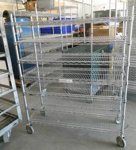 Assembled Metro brand wire shelving cart on wheels 18x47x60 tall with 7 shelves