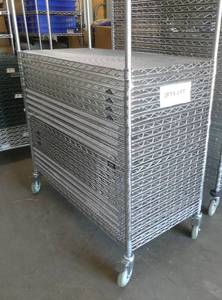 Five 24x48 shelves and Four posts with wheels