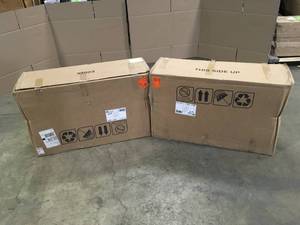 Lot of 2 Plastic Freestanding Garage Cabinet in Light Gray (26 in. W x 37 in. H x 18 in. D) by Rimax Customer Returns See Terms on Auction