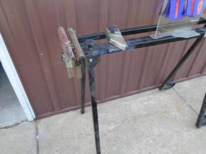 lot 114 image: Wolfcraft miter saw stand with clamps. Good used condition. As shown.