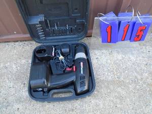 lot 115 image: Coleman 18 volt cordless drill with battery & charger. Tested & works. As shown.