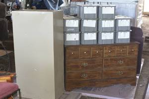 lot 51 image: Dresser hard sided containers and filling cabinet