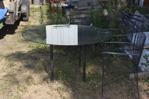 lot 13 image: Glass top table with chairs