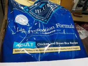 38 lb. Bag BLUE Adult Dog Food rip...
