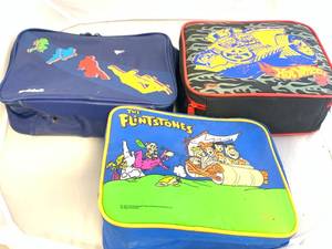 lot 13 image: Lot of Three Vintage Soft Sided Lunchboxes