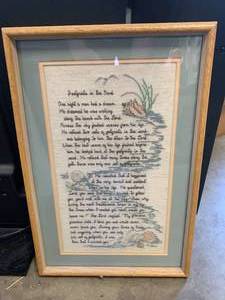lot 15 image: Footprints In the Sand Crosstitch 13 X 21