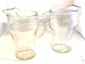 lot 46 image: Lot of Two Coca-Cola Glass Pitchers 9 InchTall