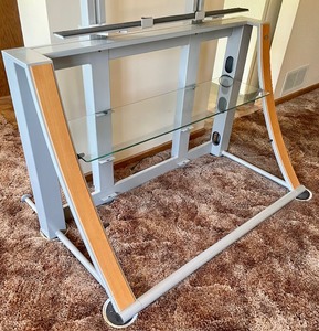 lot 12 image: BellO Flatscreen TV Console Table with Glass Shelf