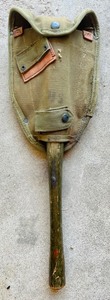 lot 37 image: Vintage Military Foldable Shovel with Case