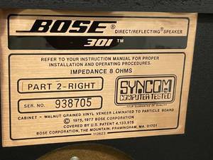 lot 57 image: Bose Direct Reflecting Speakers Model 301