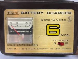 lot 62 image: Sears 6 And 12 Volt Battery Charger Model 608.715110