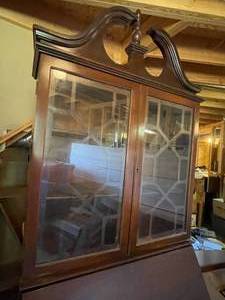 lot 71 image: Vintage Sectary Glass Doored Cabinet