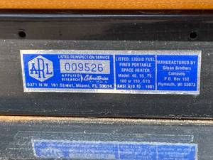 lot 87 image: Gibson Brothers Porta-Heat 40 Heater