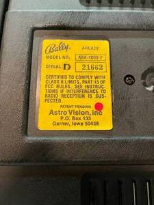 lot 134 image: Vintage Bally Videocade Arcade Game With Games Model ABA-1000-2