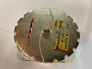 lot 145 image: Vintage Miners National Bank Change For The Baby Glass Bank
