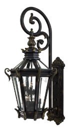 lot 100 image: HUGE Minka Lavery 63 14 Stratford Hall 9-Light Heritage Outdoor Wall Lantern Sconce with Gold Highlights, 9091-95 - NEW, UNCLAIMED FREIGHT