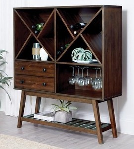 lot 148 image: COASTER Wine Cabinet In Teak, 109486 NEW