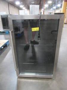 lot 184 image: Frigidaire 4.4 Cu. ft. 126-Can Beverage Center Refrigerator, EFMIS155, Stainless Steel - MISSING 1 SHELF - SLIGHTLY USED SCRATCH AND DENT. - WORKS