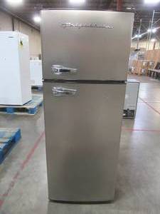 lot 190 image: Frigidare 7.5 cu. ft. Mini Refrigerator in Platinum with Top Freezer, EFR751,  SLIGHTLY USED SCRATCH AND DENT - WORKS