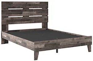 lot 218 image: ASHLEY FURNITURE Neilsville Queen Panel Platform Bed in Multi Gray, APK-EM2120QB - NEW