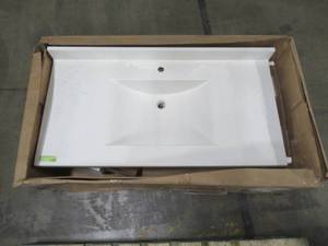 lot 216 image: Swan Contour 43 in. W x 22 in. D Solid Surface Vanity Top with Sink in White, CV2243-010.