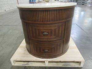 lot 217 image: Fuji 32 in. W x 21 in. D x 38 in. H Vanity in Old Walnut with Marble Top in Cream.