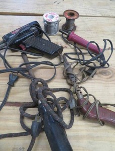 lot 110 image: SODERING IRONS AND GUN AND SODERING METAL