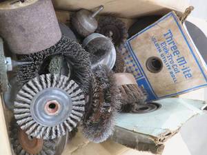 lot 144 image: ASSORTED WIRE WHEELS  CLOTH SANDING ROLLS